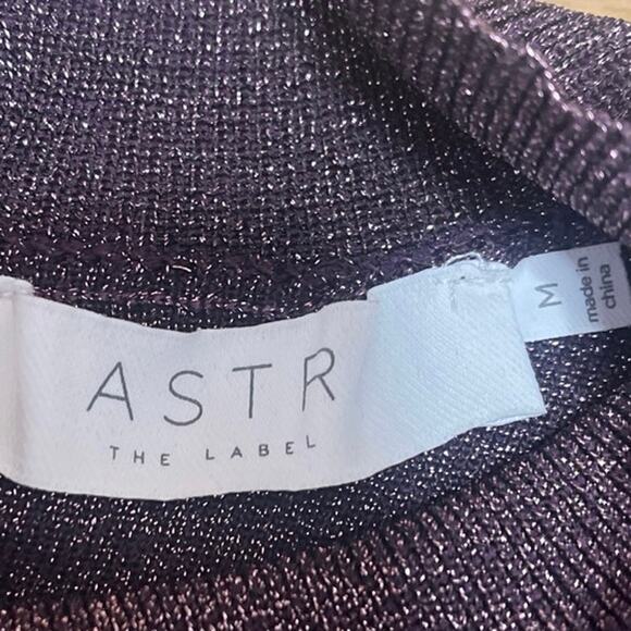 ASTR The Label Purple Metallic Long Puff Sleeve Sweater Mini Bodycon Dress Sz M - Picture 4 of 5